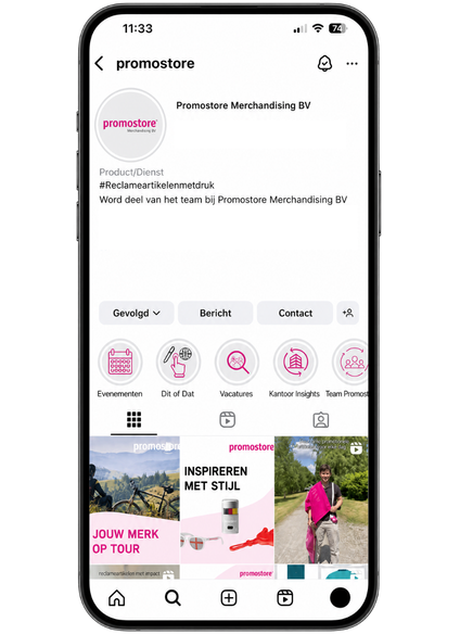 Acties, nieuws en inzichten – volg Promostore op Facebook Facebook-pagina van Promostore met productideeën en bedrijfsupdates