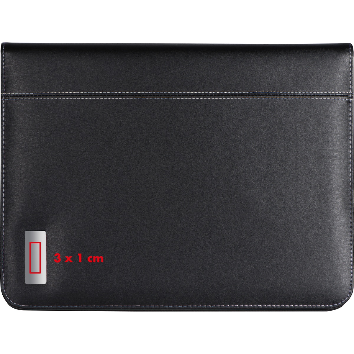 Op de metalen plaat (3 x 1 cm)