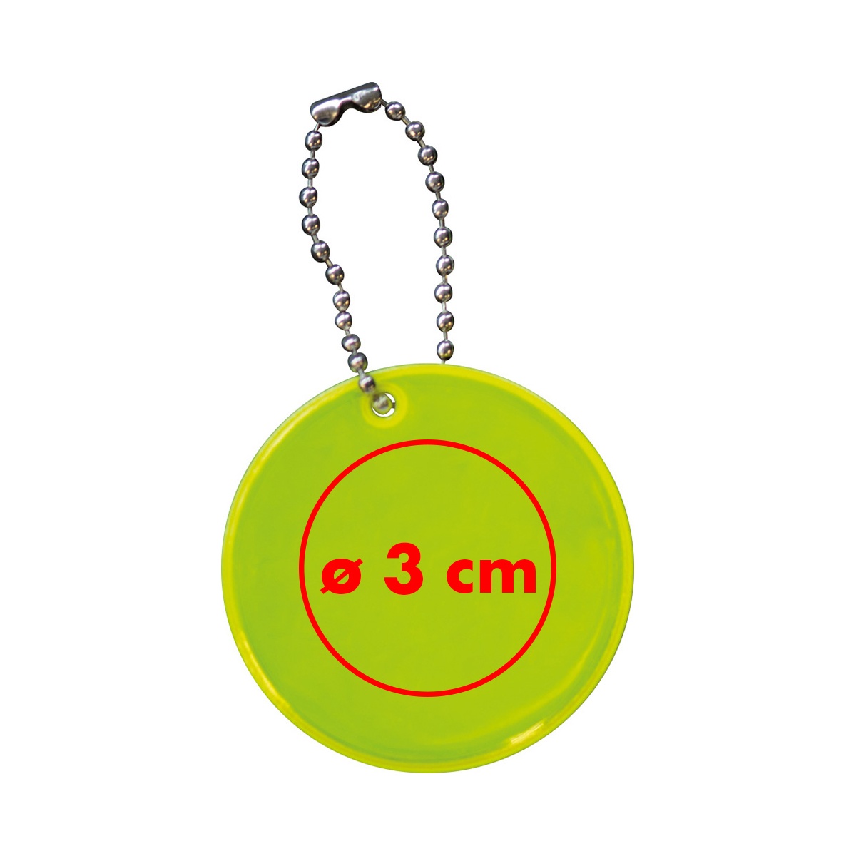 Op de achterkant (⌀ 3 cm)