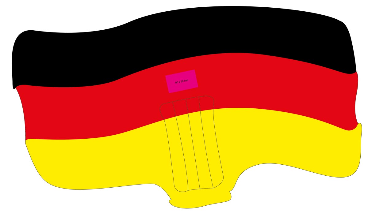 gecentreerd in rood segment (5x3 cm)