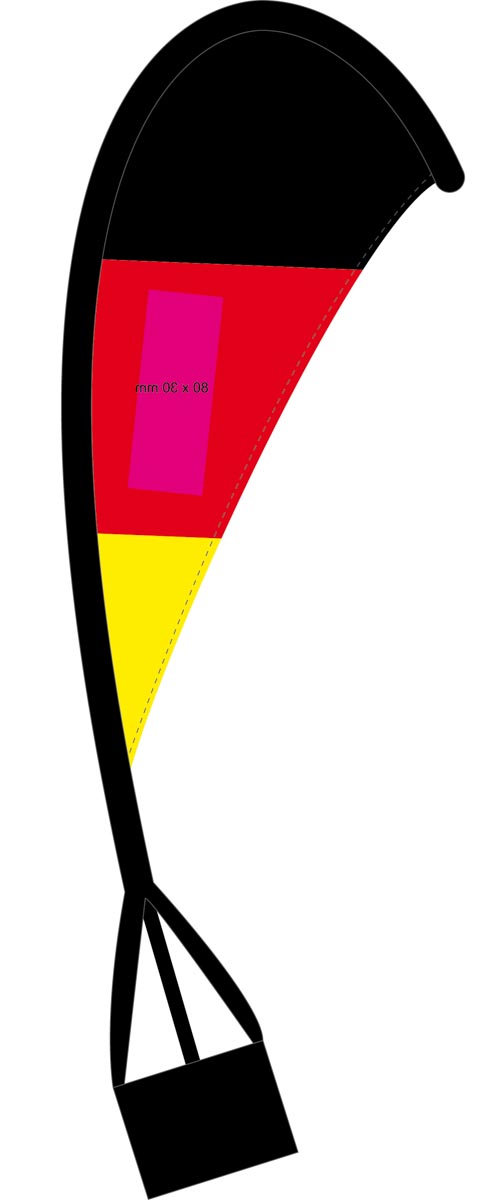 In het rode segment (3x6 cm)