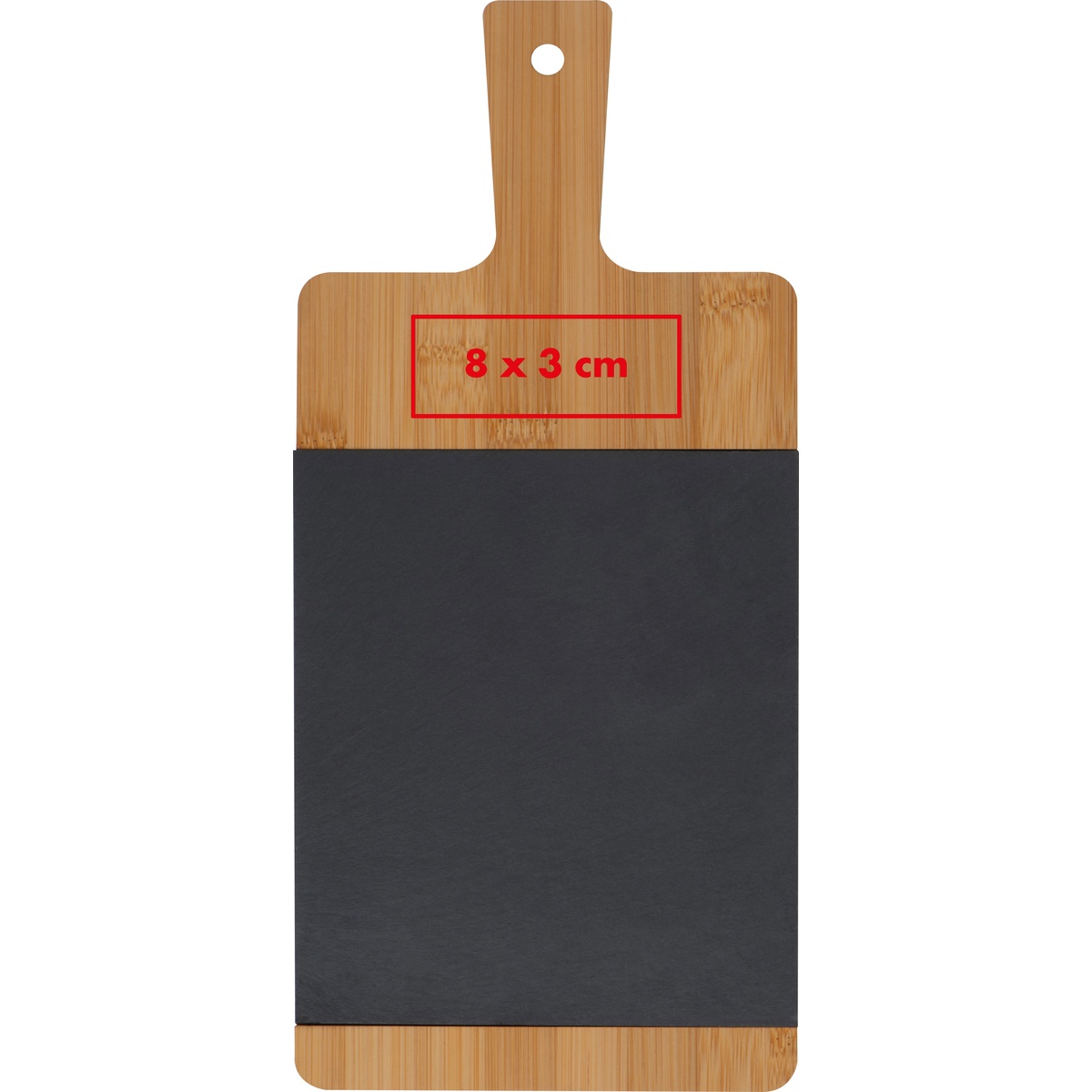 Op het bamboe oppervlak (8 x 3 cm)