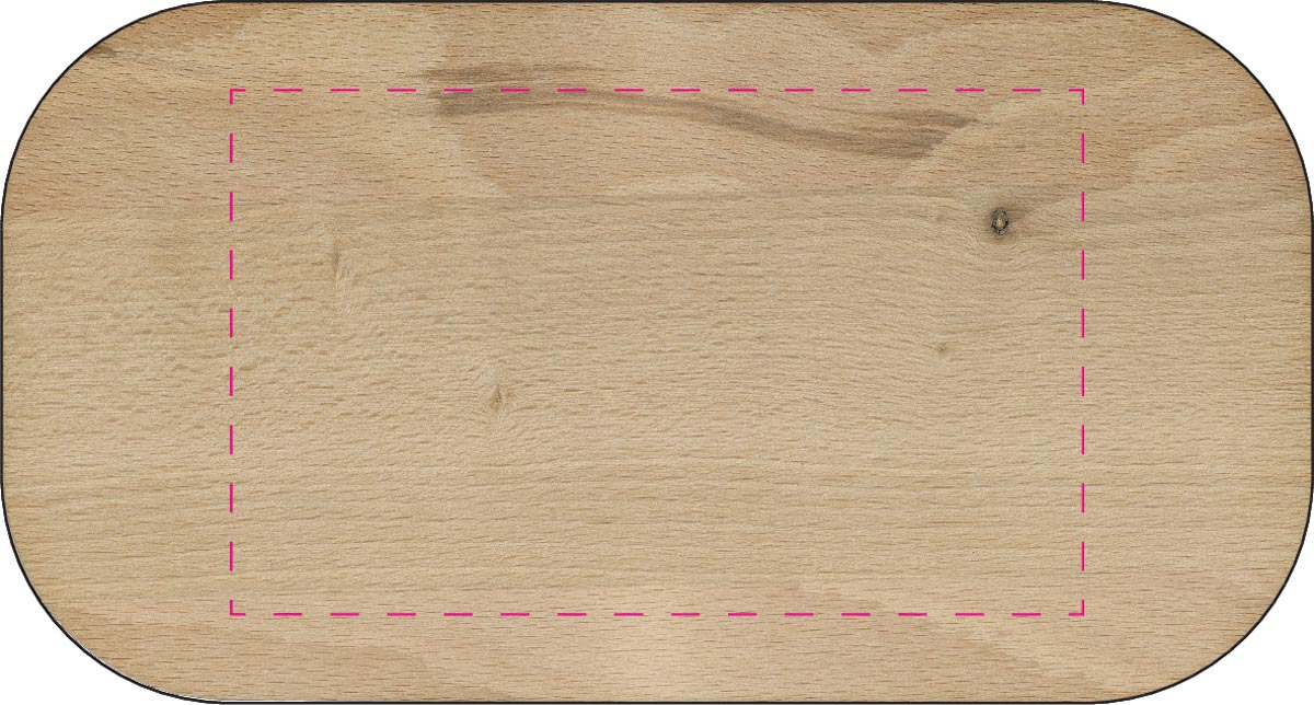 in het midden van het deksel (13x8 cm)