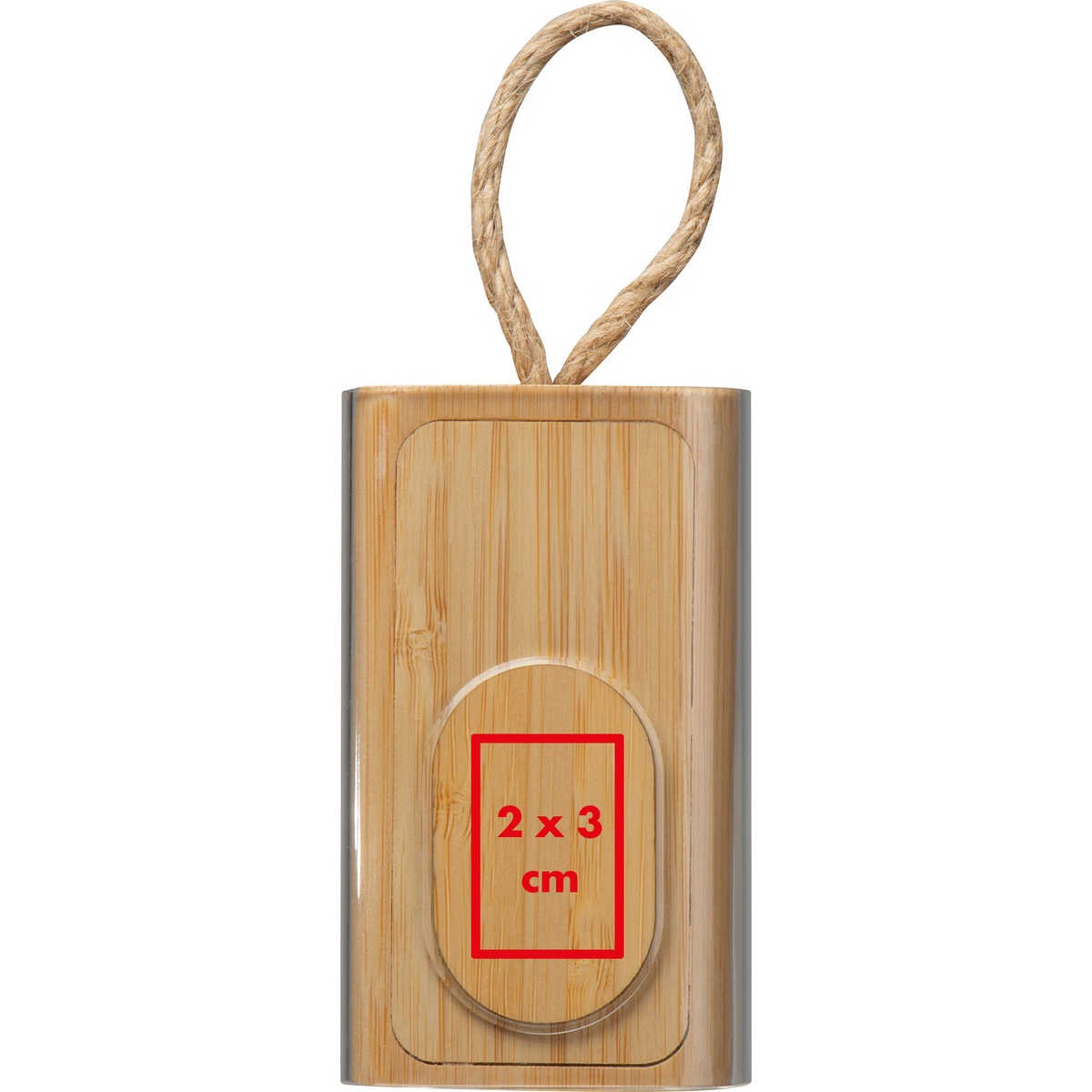 Op de achterkant (4 x 3 cm)