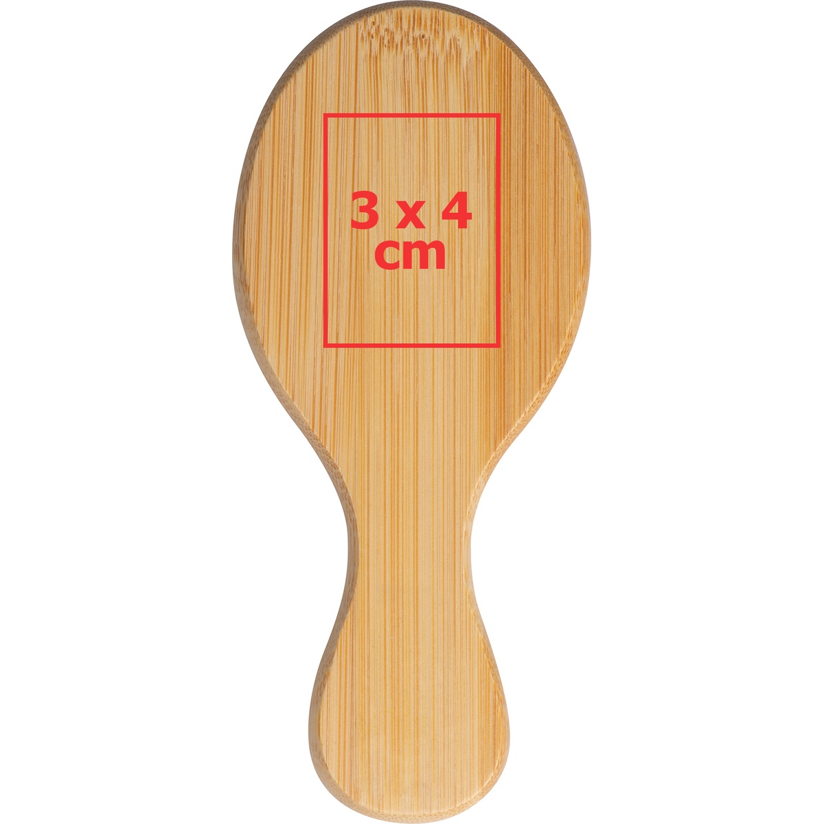 Op de achterkant (3 x 4 cm)