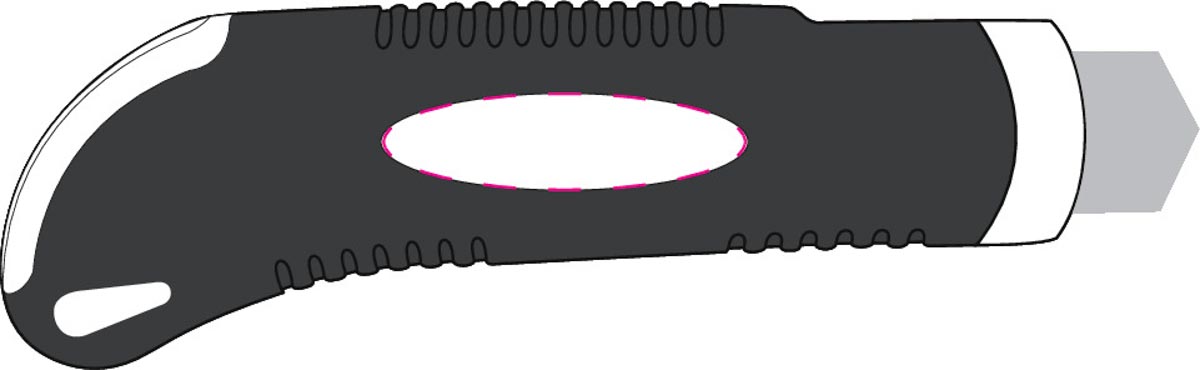 In het midden van een ovaal reclameveld (4,9x1,3 cm)