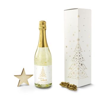 Geschenkset: Gouden kerst schuimwijn met bladgoud