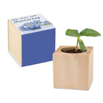 Bloempot hout - standaard motief - Moederdag, 2 zijden lasergravure