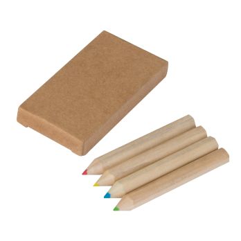 Set bestaande uit 4 houten gekleurde pennen