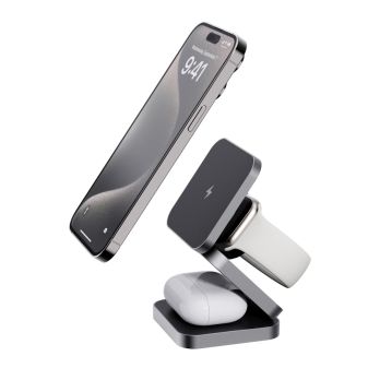 Terra opvouwbare 3-in-1 15W oplader van RCS gerecycled aluminium