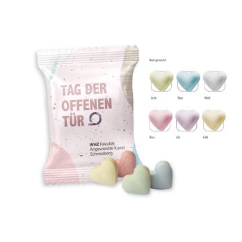 Druivensuiker hartjes gekleurd reclamezakje