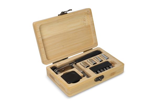 13-delige gereedschapset in bamboebox