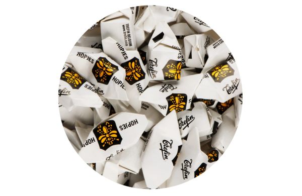 Klein glas 0,4 liter gevuld met snoep