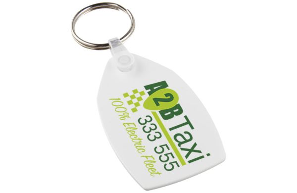 Tait rechteckiger Schlüsselanhänger aus recyceltem Material - weiss 