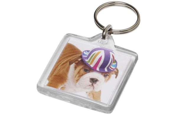 Vial quadratischer U1 Schlüsselanhänger - transparent klar 