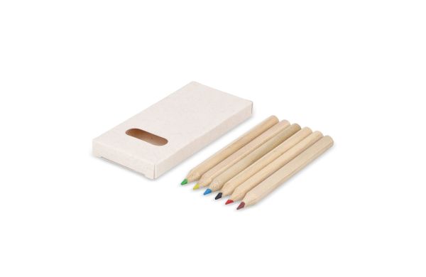 6 Buntstifte in einer Schachtel aus recyceltem Milchkarton, ecru