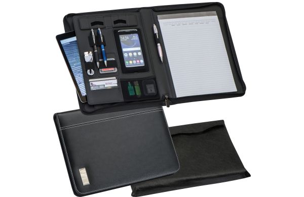 A4 Schreibmappe aus Kunstleder - schwarz