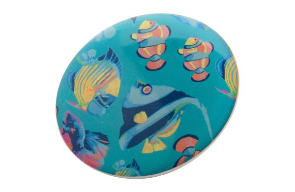 Anstecker mit Magnetbefestigung DomeBadge, Kreis, weiß