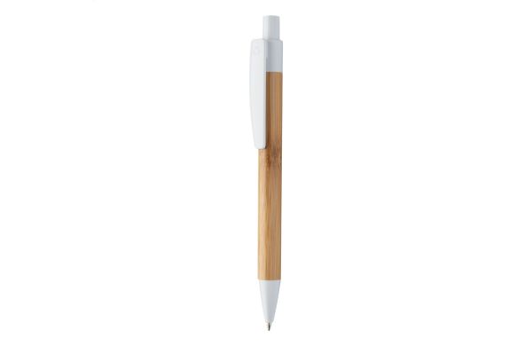 Bambus-Kugelschreiber Colothic, weiss
