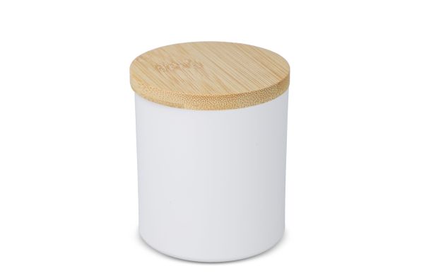 Bhakti-Duftkerze auf pflanzlicher Basis in recyceltem Aluminiumgefäß, weiss