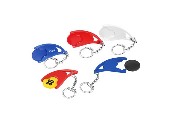 Chiphouder met 1€-muntje, schakelketting en ring "Epsilon"