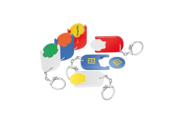 Chiphouder met 1€-muntje, schakelketting en ring "Gamma"