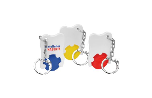 Munthouder met 1€-munt, ketting en ring "Tand"