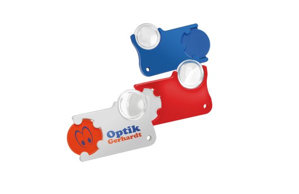 Chiphouder met 1€-muntje en loep