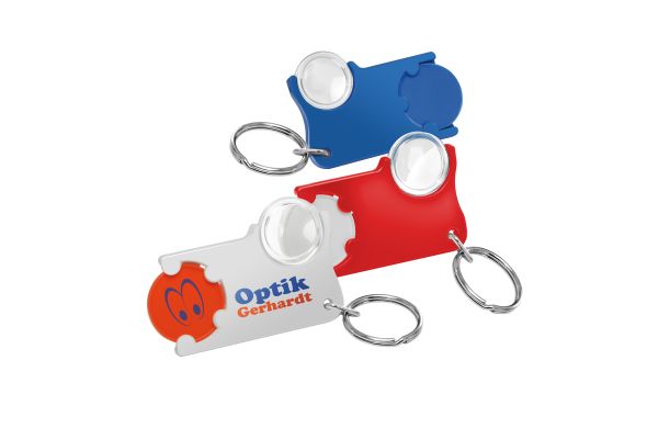 Chiphouder met ring, 1€-muntje en loep