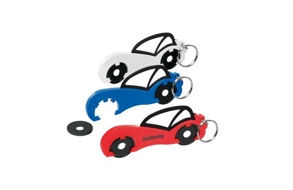 Chiphouder met ring en twee 1€-muntjes "Auto"