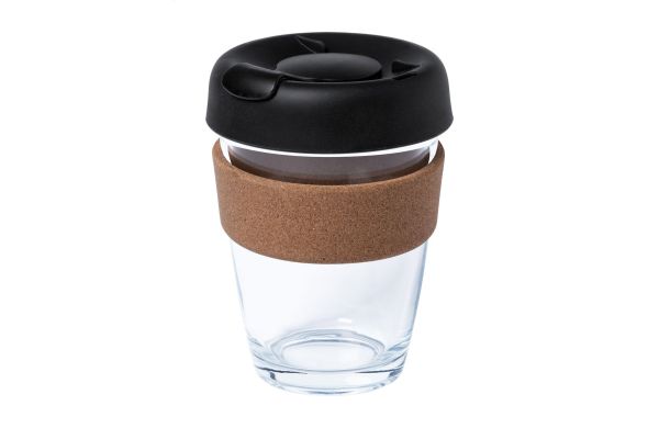 Corgla Glas-Reisebecher, transparent/schwarz