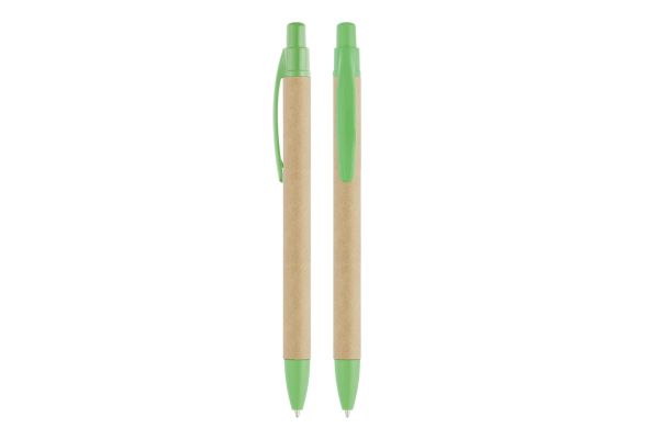 Druckkugelschreiber Karton_ beige-grün
