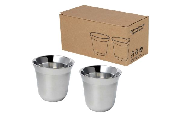 Duo 80 ml RCS-zertifiziertes Espressotassen Set aus Edelstahl, silber