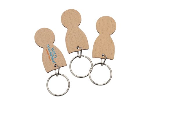 Winkelwagenmunt van hout met sleutelhanger  