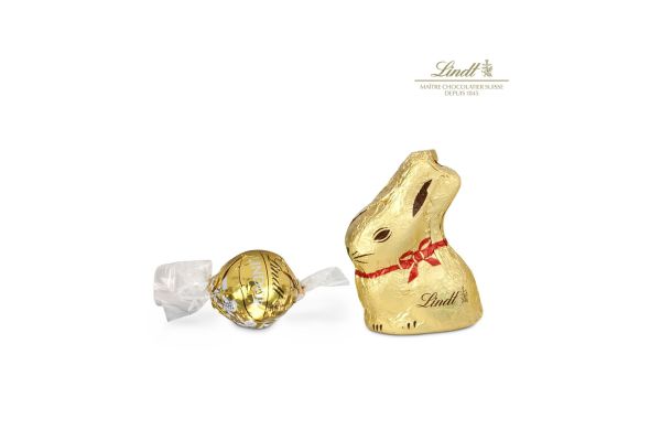 Geschenkartikel: Gouden paaszakje met Lindt gouden haas en Lindor bal