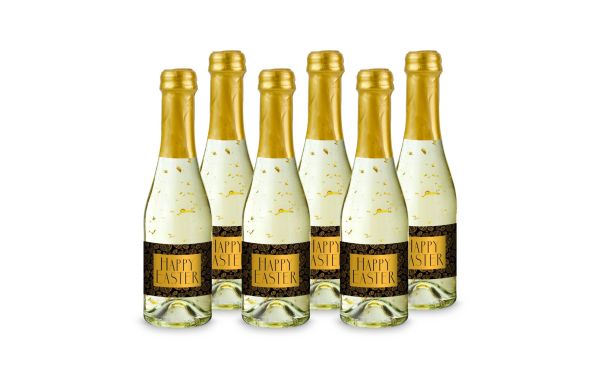 Geschenkartikel: Hasengold - 6 x Goldflockentraum Piccolo 0,2 l - doorzichtige fles, gouden capsule