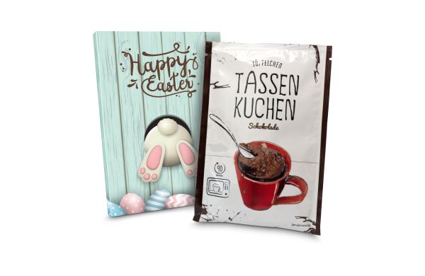 Geschenkartikel: Paasbekerkoek chocolade (bakmix 70 g), ook in individuele insteekhoes