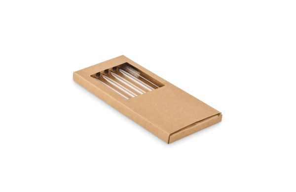 GLAW Glas Trinkhalme-Set, holz