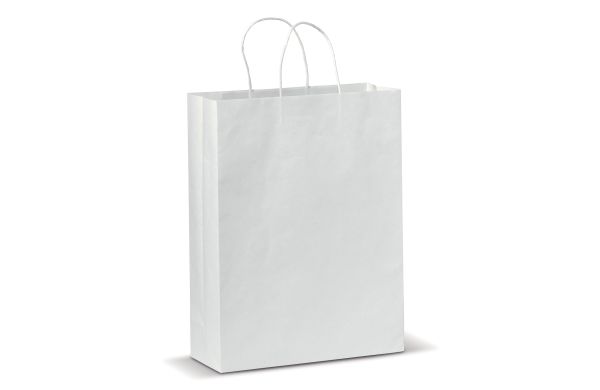 Große Papiertasche im Eco Look 120g-m², weiss