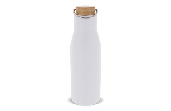 Isolier-Flasche mit Bambusdeckel, 500ml, weiss