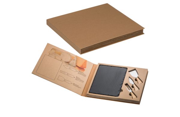 Käseset mit Schieferplatte und Käsebesteck - anthrazit