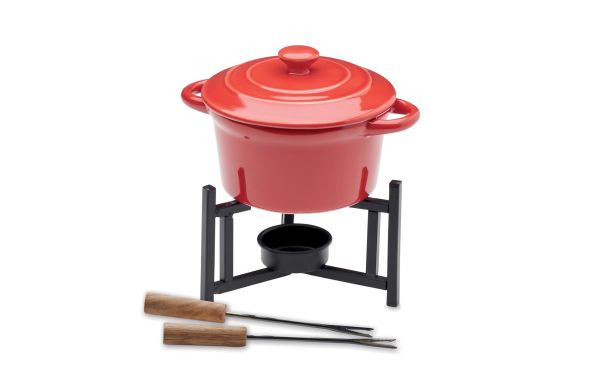 Keramik-Fondue-Set 300 ml - rot