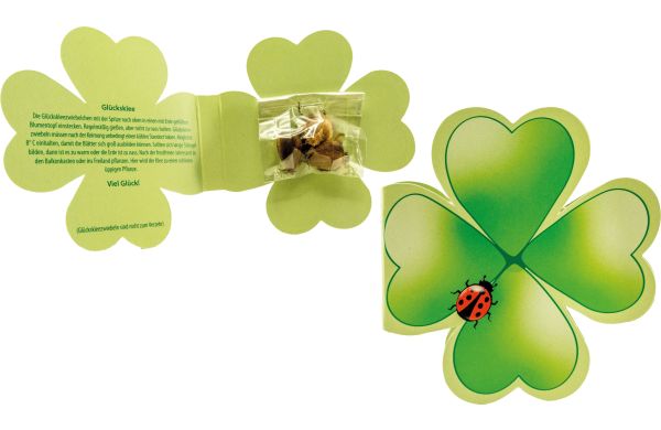 Klappkärtchen Viel Glück, Glückskleezwiebelchen