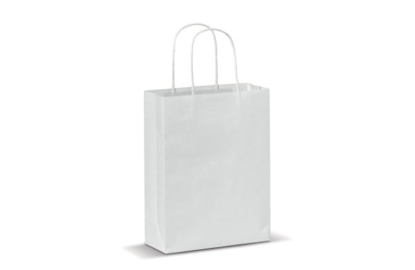 Kleine Papiertasche im Eco Look 120g-m², weiss