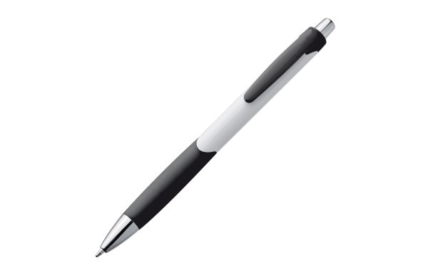 Kugelschreiber mit farbiger Gummigriffzone  - schwarz