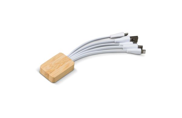 Ladekabel Bambus mit R-PET-Ummantelung, weiss
