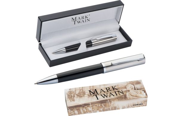 Mark Twain Kugelschreiber in Geschenkbox  - schwarz
