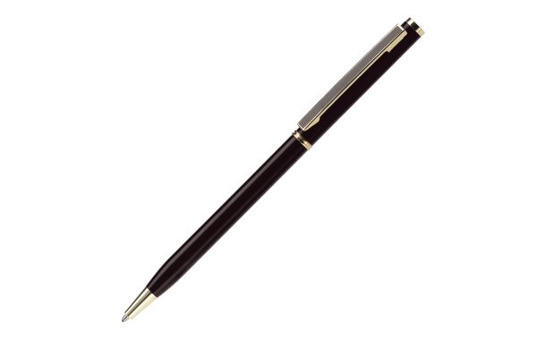 Metallkugelschreiber Slim mit Gold Applikation, schwarz