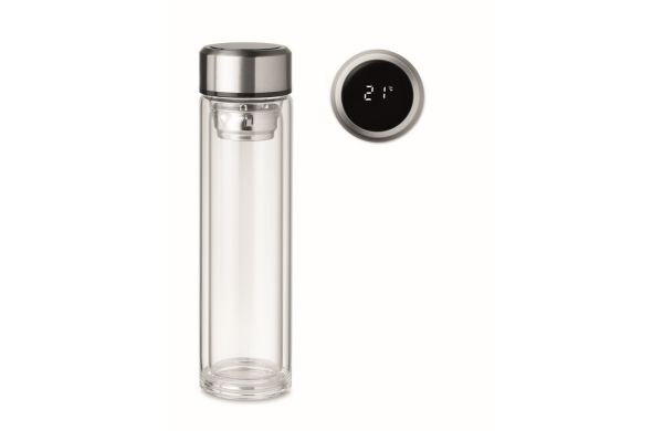 POLE GLASS Flasche 390ml mit LED Anzeige - transparent