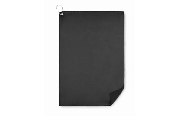 TOWGO RPET-Golfhandtuch mit Haken - schwarz